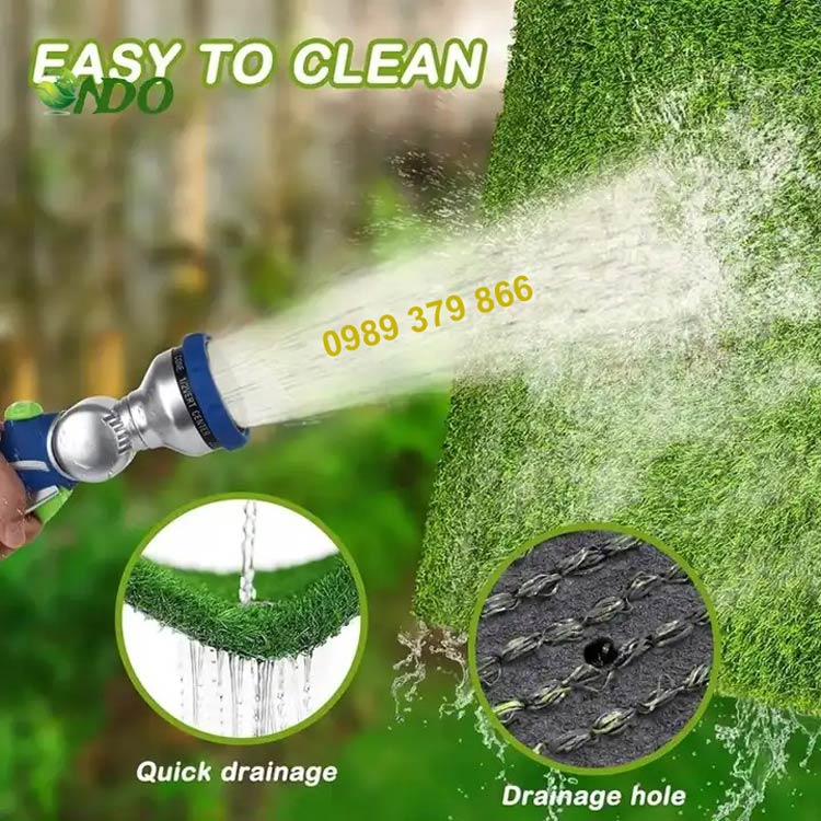 Thảm cỏ nhân tạo thoát nước dễ vệ sinh xịt rửa