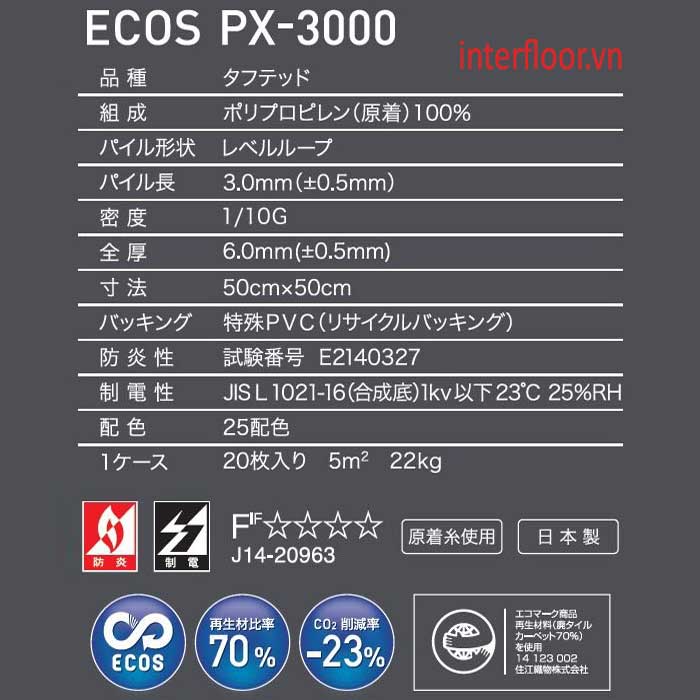 Specification px3000 Suminoe Japan 